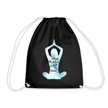 Yoga Pose Inhale Exhale Spruch Geschenkidee - Turnbeutel - Schwarz - Vorne