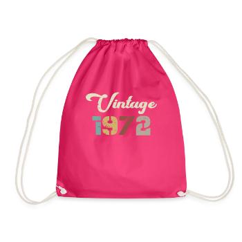 Born 1972 Birthday Gift Vintage 1972 - Drawstring Bag - fuchsia - Front