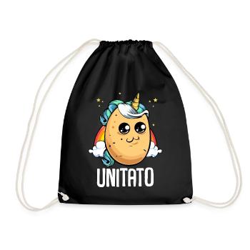 Unitato cute kawaii unicorn magic potato - Drawstring Bag - black - Front