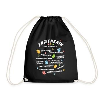 Erzieherin Spruch Shirt Geschenk Kindergarten - Turnbeutel - Schwarz - Vorne