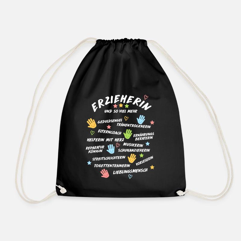 Erzieherin Spruch Shirt Geschenk Kindergarten - Turnbeutel - Schwarz