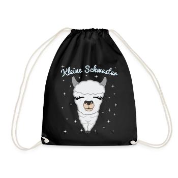 Kleine Schwester Geschenk Lama Alpaka - Turnbeutel - Schwarz - Vorne