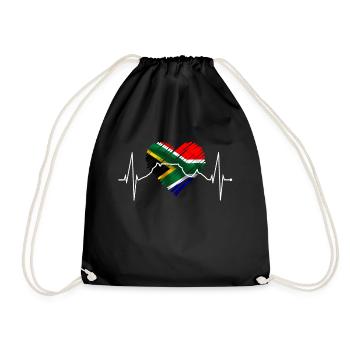 Cape Town Skyline Heart South Africa Flag Table Mountain - Drawstring Bag - black - Front