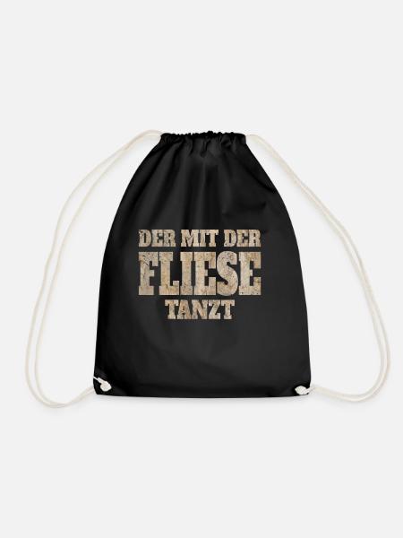 Fliesenleger Fliesen Spruch Lustig Fun Geschenk - Turnbeutel - Schwarz