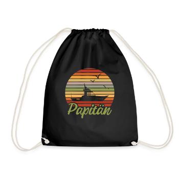 Papitän I Retro Vintage - Turnbeutel - Schwarz - Vorne