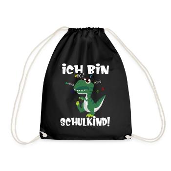 Dino Einschulung Ich bin Schulkind - Turnbeutel - Schwarz - Vorne
