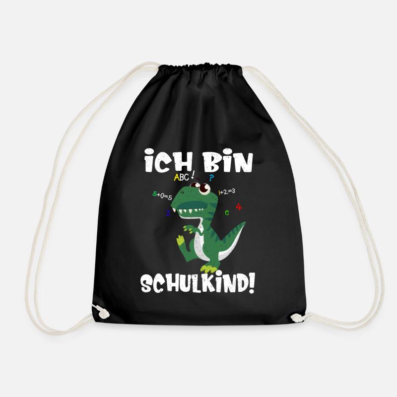 Dino Einschulung Ich bin Schulkind - Turnbeutel - Schwarz