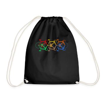 6 bikes & 6 colorful bikes - Drawstring Bag - black - Front
