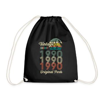 30. Geburtstag Vintage Original Parts August 1990 - Turnbeutel - Schwarz - Vorne
