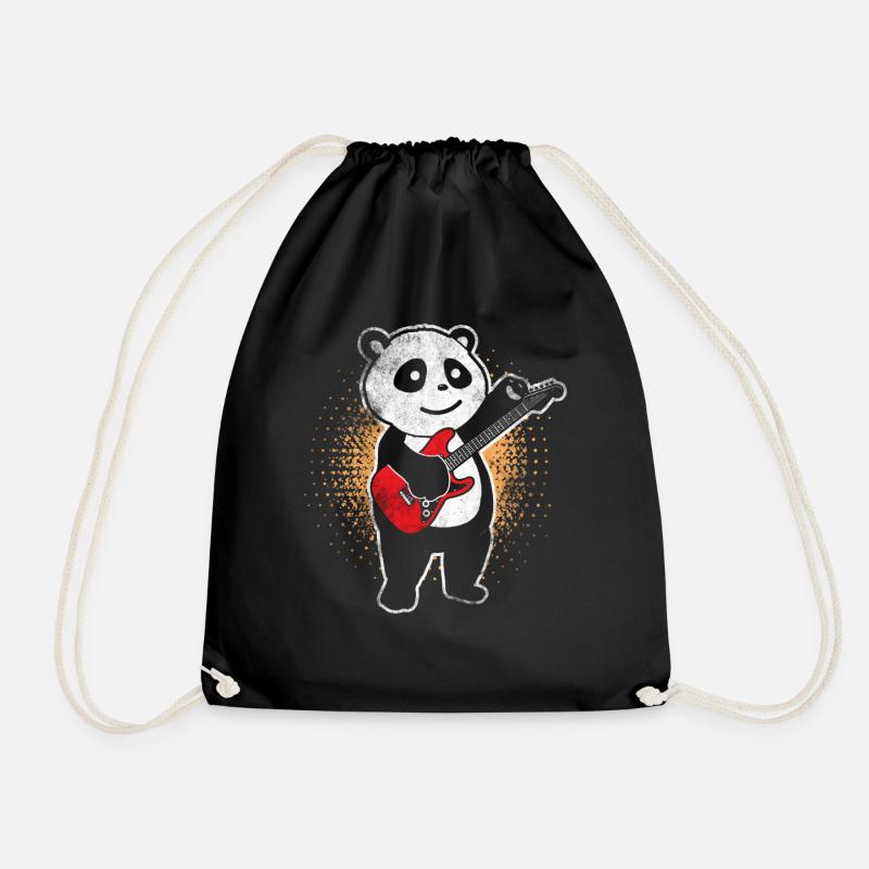 Panda Gitarrist - Turnbeutel - Schwarz