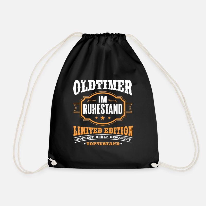 Oldtimer im Ruhestand Rentner Geschenk - Turnbeutel - Schwarz