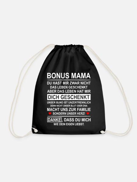 Bonus Mama Stiefmutter Ersatzmutter Geschenk - Turnbeutel - Schwarz