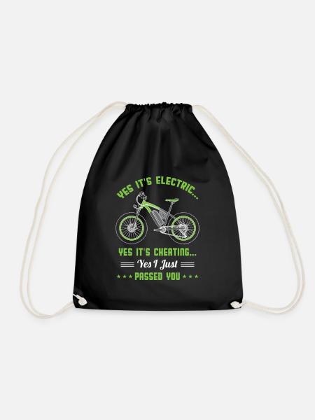 E-bike bicycle cheating cycling electric - Drawstring Bag - black
