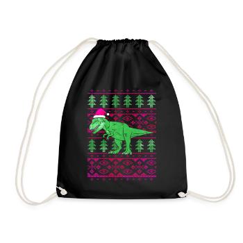 Funny Santa T-Rex - Drawstring Bag - black - Front