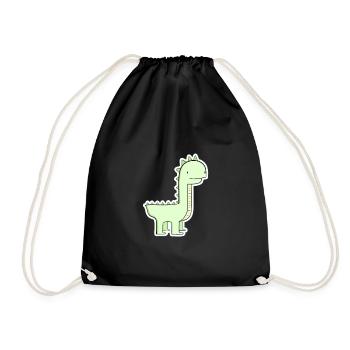 Pastel Green Dino Cartoon - Drawstring Bag - black - Front