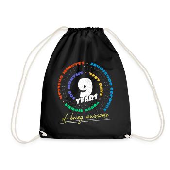 9 Jahre Geburtstag - Geschenk zum 9. Geburtstag - Turnbeutel - Schwarz - Vorne