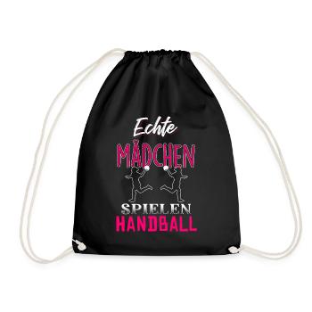 Echte Mädchen spielen Handball - Turnbeutel - Schwarz - Vorne