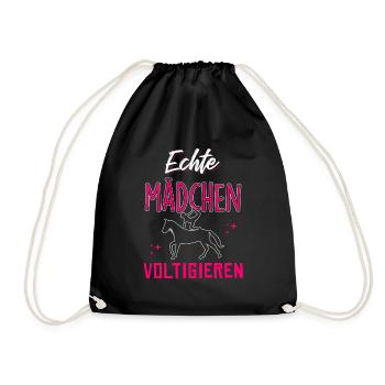 Echte Mädchen Voltigieren - Turnbeutel - Schwarz - Vorne