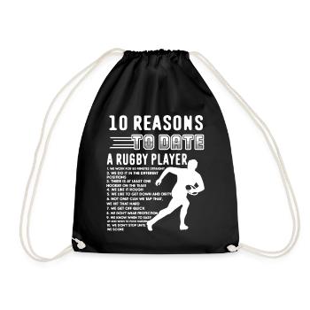 Rugby Player 10 Reasons To Date Rugby Player - Drawstring Bag - black - Front