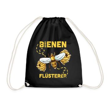 BIENEN FLÜSTERER | Retro Imker Bienenzucht Imkerei - Turnbeutel - Schwarz - Vorne