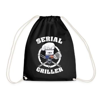 Serial Griller BBQ Fan Grillmeister - Drawstring Bag - black - Front
