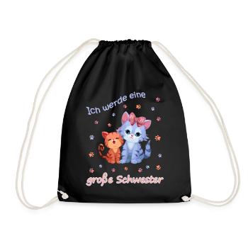 Schwangerschaft verkünden Große Schwester Katze - Turnbeutel - Schwarz - Vorne