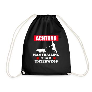 Mantrailing Team Mantrailer Hund Geschenkidee - Turnbeutel - Schwarz - Vorne