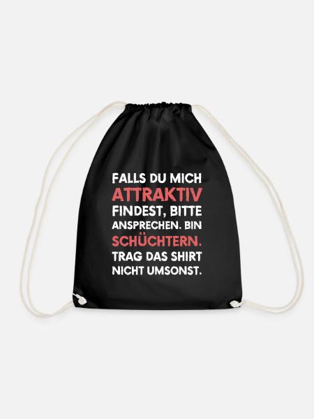 Schüchtern Ansprechen lustiger Spruch - Turnbeutel - Schwarz