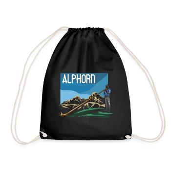 Alphorn - Turnbeutel - Schwarz - Vorne