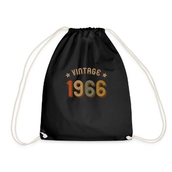 1966 vintage retro vintage year of birth birthday - Drawstring Bag - black - Front