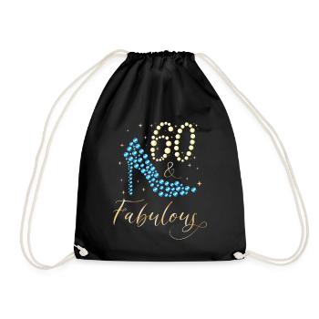 60 Fabulous since September 1960 60th birthday F - Drawstring Bag - black - Front