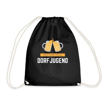 Dorfjugend - Immer ein Bier voraus! - Turnbeutel - Schwarz - Vorne