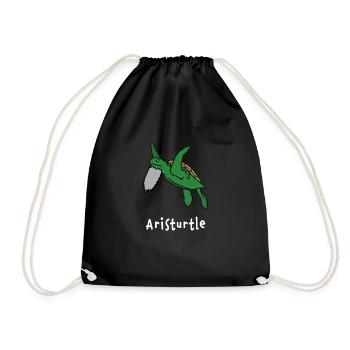 Philosoph Aristoteles Schildkröte Philosophie - Turnbeutel - Schwarz - Vorne