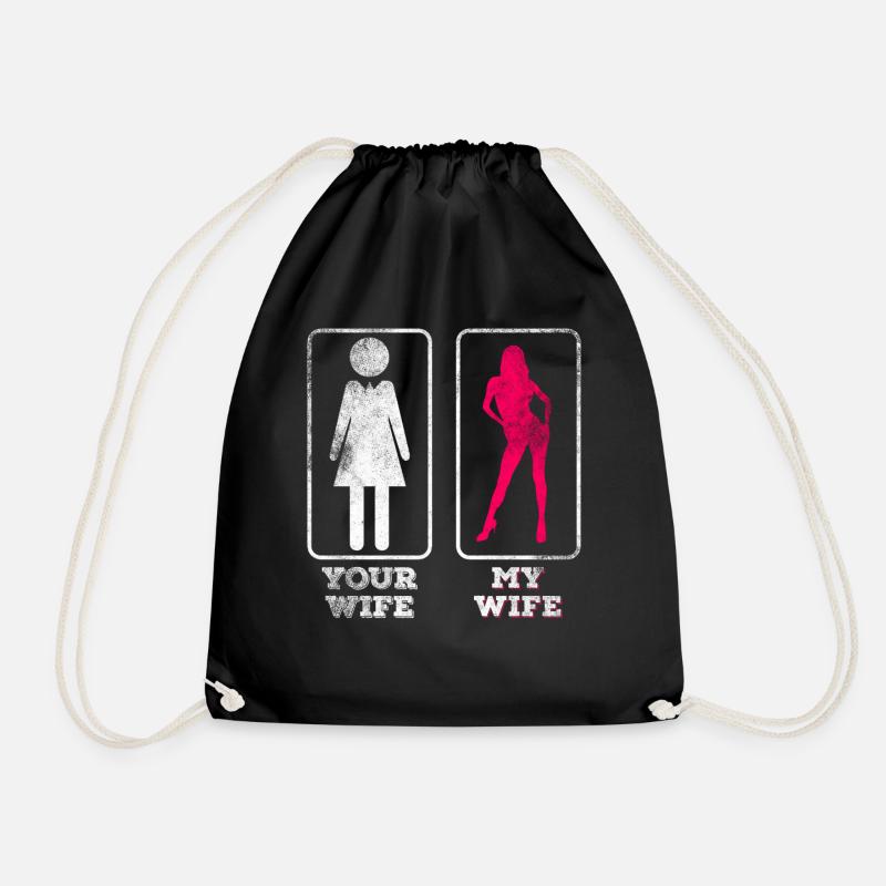 My wife is the best - Drawstring Bag - black