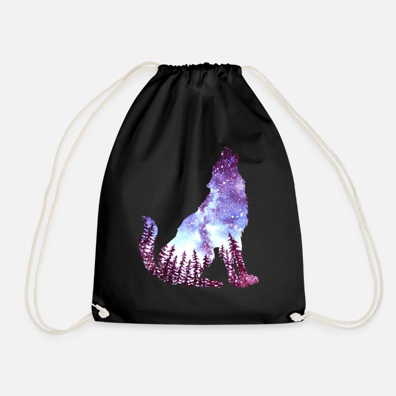 wolf - Drawstring Bag - black