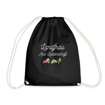 Landfrau aus Leidenschaft lustiges Geschenk - Turnbeutel - Schwarz - Vorne