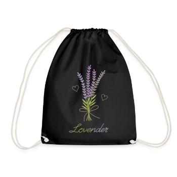 Liebe und Lavendel – Lovender - Turnbeutel - Schwarz - Vorne