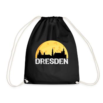 Dresden Retro Vintage im Mond - Turnbeutel - Schwarz - Vorne