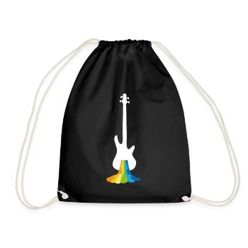 Bass Player Gift Bass Guitar Rainbow Bassist - Drawstring Bag - black - Front