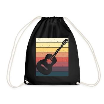 Gitarrenspieler Akustische Gitarre Geschenk - Turnbeutel - Schwarz - Vorne