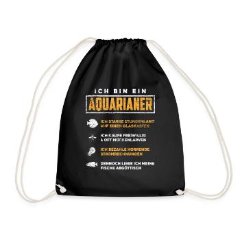 Aquarianer Aquarium Aquaristik - Turnbeutel - Schwarz - Vorne
