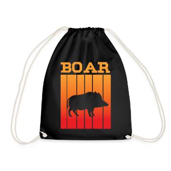 Wild boar shadow play in the sunset - Drawstring Bag - black - Front
