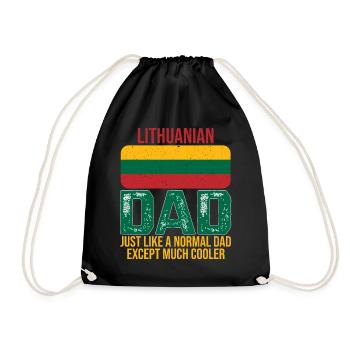 Lithuanian father Lithuania flag for Father's Day - Drawstring Bag - black - Front