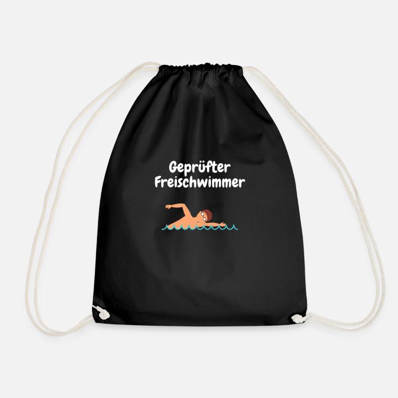 Geprüfter Freischwimmer Geschenk - Turnbeutel - Schwarz