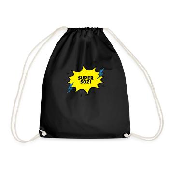 Super Social Work Gift - Drawstring Bag - black - Front