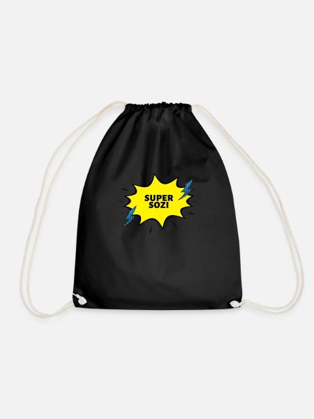 Super Social Work Gift - Drawstring Bag - black