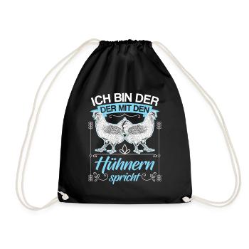 Huhn Hühner Flüsterer Bauer Landwirt Geschenk - Turnbeutel - Schwarz - Vorne