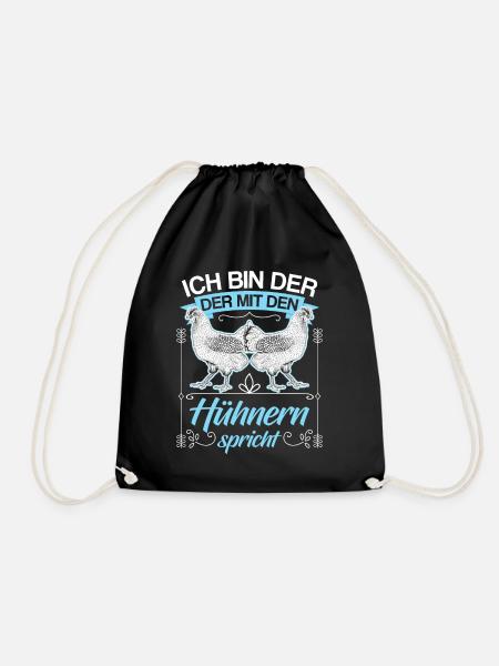 Huhn Hühner Flüsterer Bauer Landwirt Geschenk - Turnbeutel - Schwarz