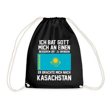 Kasachstan Kasachische Flagge Sommer Urlaub - Turnbeutel - Schwarz - Vorne