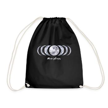 Moon phases moon phases full moon astronomy - Drawstring Bag - black - Front